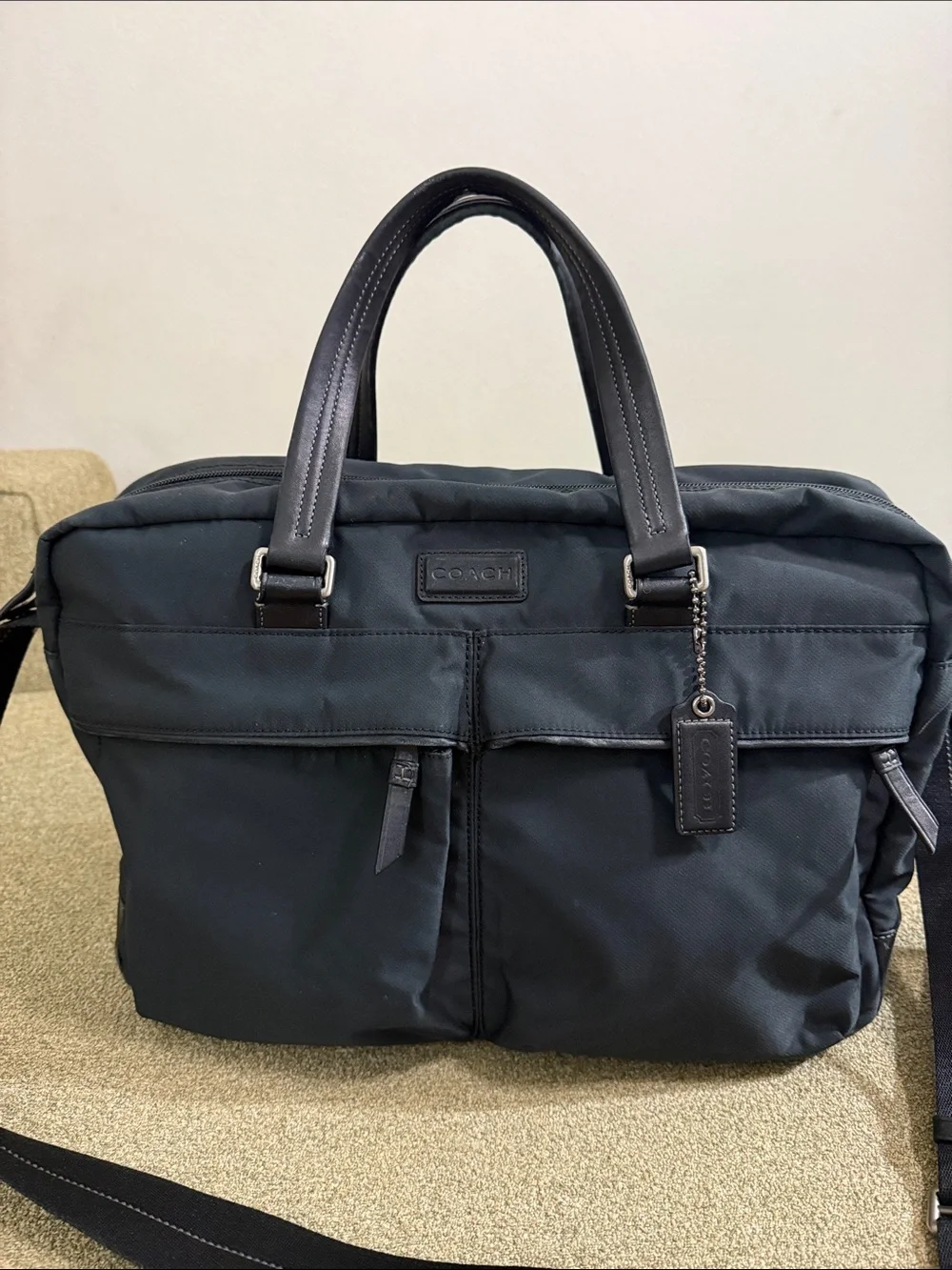 COACH Black Nylon Classic Commuter Messenger Bag Laptop Briefcase Travel